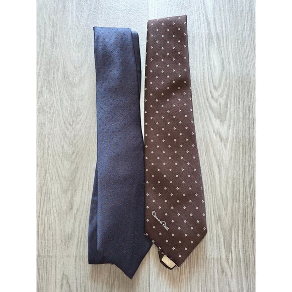 Oscar De La Renta Mens Silk Polka Dot Ties Set - Picture 1 of 8